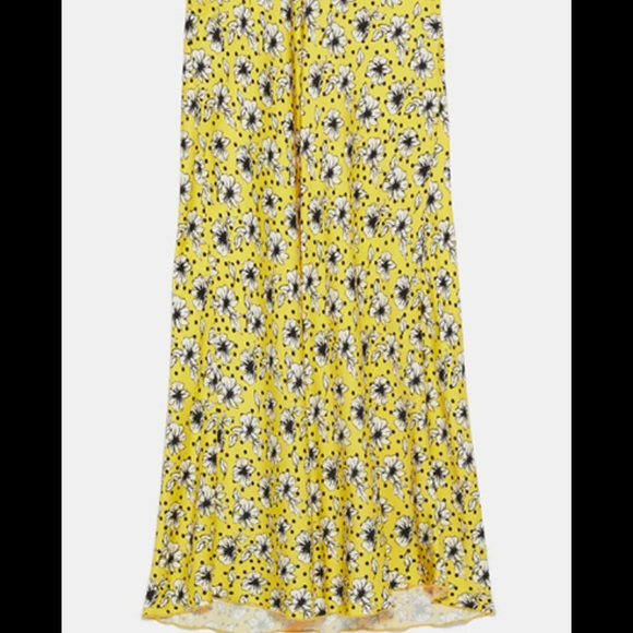 Zara yellow floral midi slip skirt - Picture 3 of 4